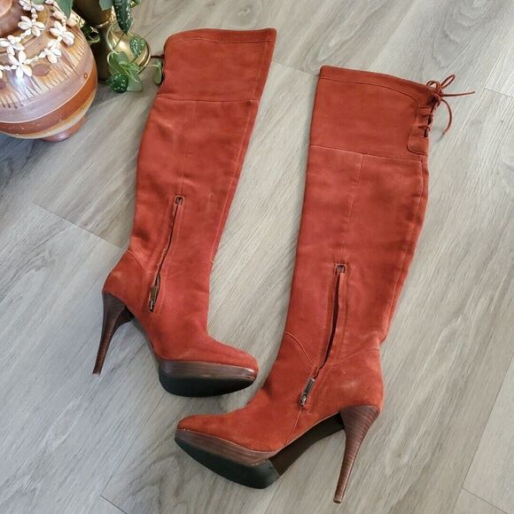 Sam Edelman Vesey Womens 6.5 Tall Over The Knee Stiletto Boots Vibram Leather - Picture 7 of 16